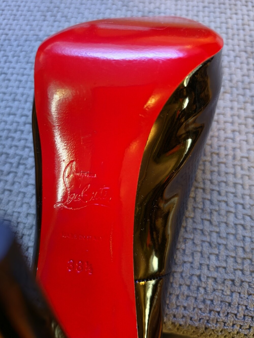 Christian Louboutin Black Patent Peep-Toe Platform Pumps - Picture 4 of 4